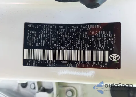 2024 Toyota Corolla Xse z USA, uszkodzony, nr VIN 5YFT4MCE7RP179723